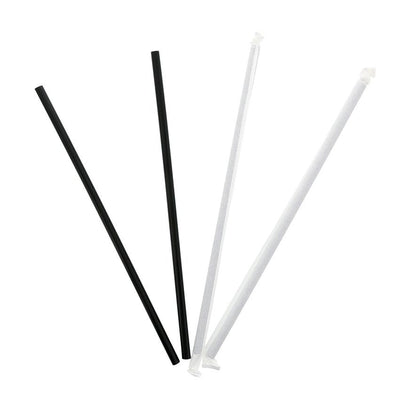 10.25" BLACK GIANT WRAPPED STRAWS 4/300