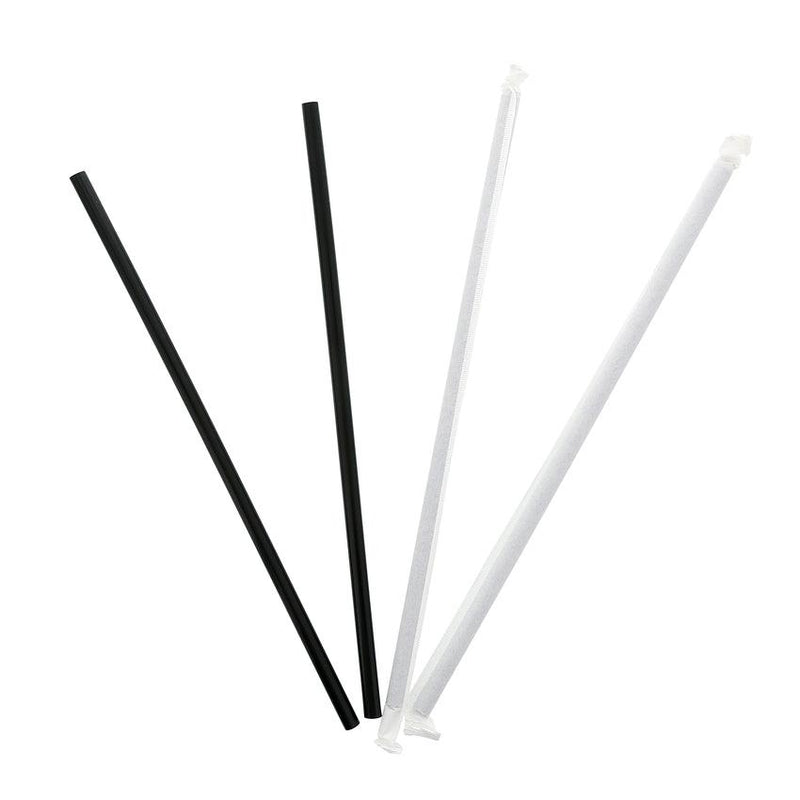 10.25" BLACK GIANT WRAPPED STRAWS 4/300