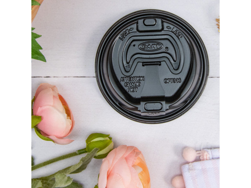 RECLOSABLE LID FOR HOT CUPS BLK 1000/CT