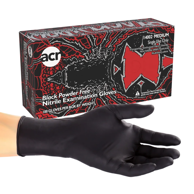 BLACK WIDOW HD NITRILE GLOVES MEDIUM