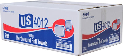 US HARD ROLL TOWEL WHITE 6/800' CS