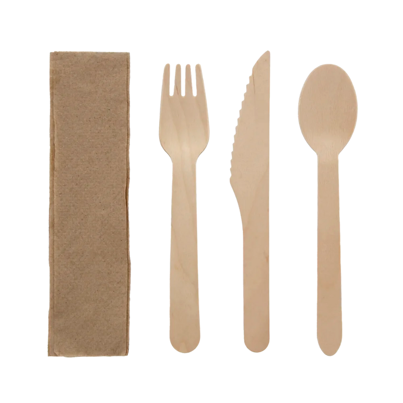 4-PIECE WOODEN CUTLERY KIT 250 CT