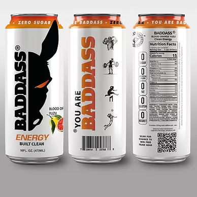 BADASS ENERGY BLOOD ORANGE YUZU 12/16 OZ