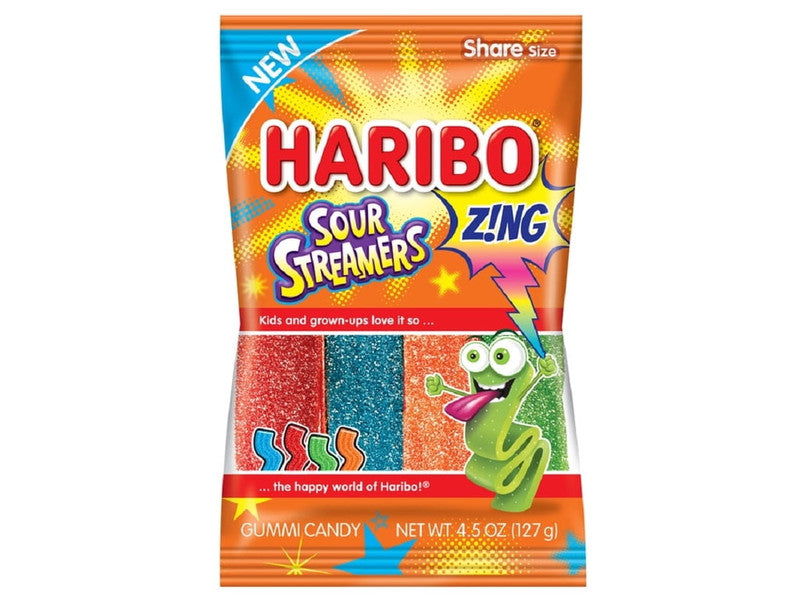 PEG BAG HARIBO SOUR STREAMERS 4.5 OZ