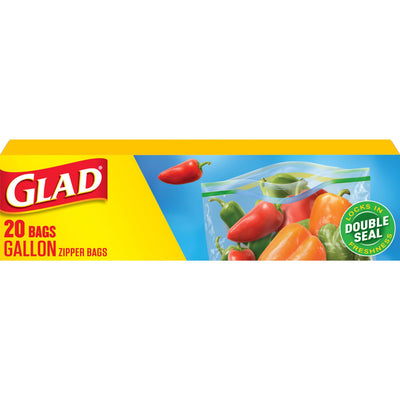 GLAD GALLON ZIPPER BAGS 20 CT