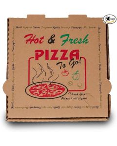 12" BROWN PIZZA BOX WITH DESIGN 50/CS