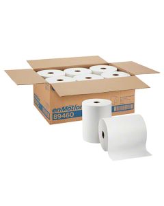 ENMOTION WHITE ROLL TOWELS 6/800' CS