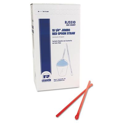 10.25" RED JUMBO SPOON STRAWS 18/300CS