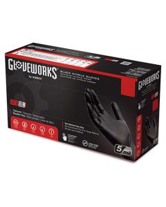 GLOVES 5 MIL BLACK NITRILE LARGE 10/100