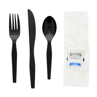 CUTLERY KIT BLACK MID HEAVY PS 500/CS