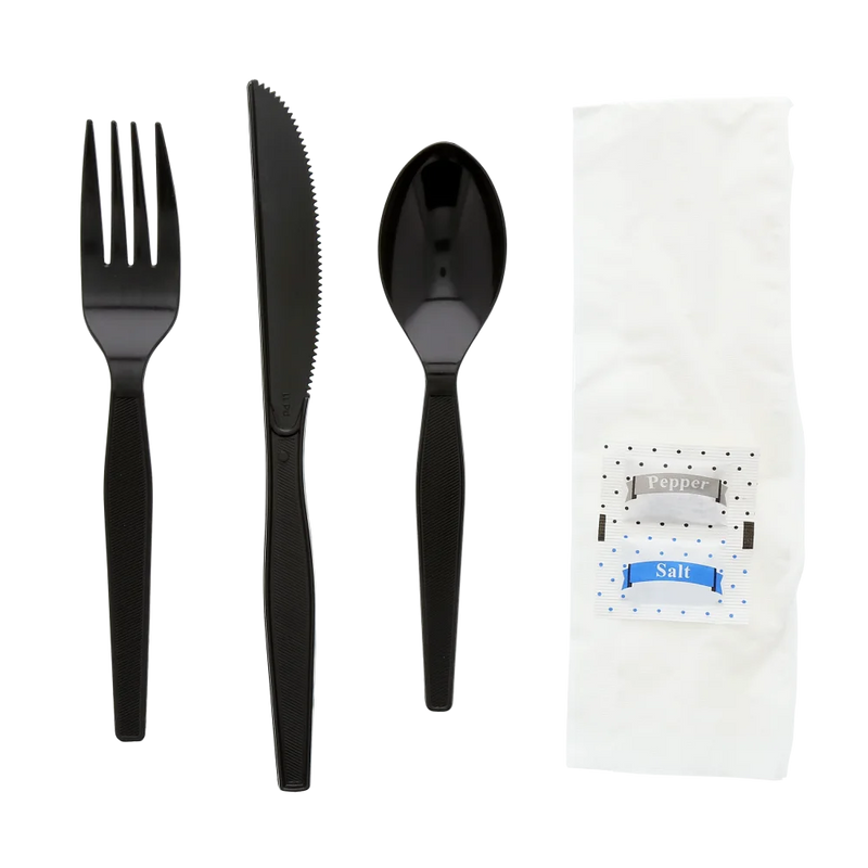 CUTLERY KIT BLACK MID HEAVY PS 500/CS