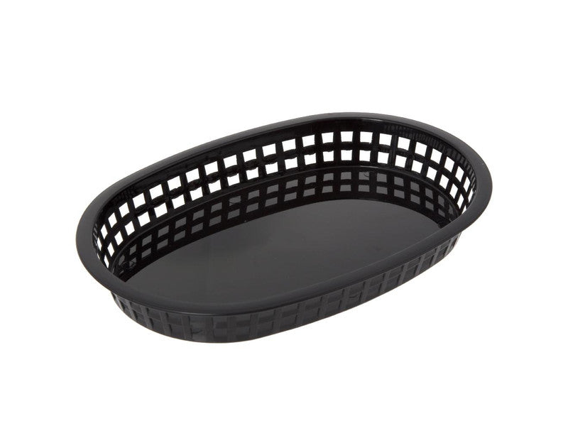 BLACK PLASTIC FOOD BASKET 10.5"X7"X1.5"