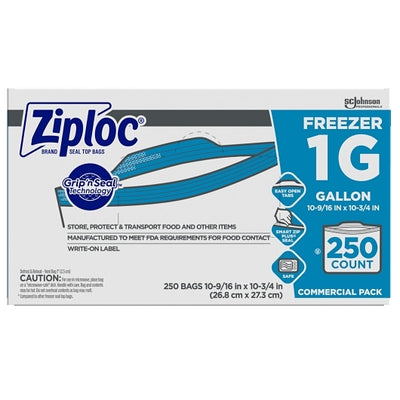 ZIPLOCK FREEZER BAGS GALLON  250 CT