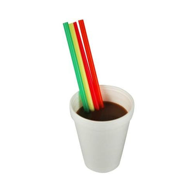 8" FAT NEON UNWRAPPED STRAWS 6/400 CS