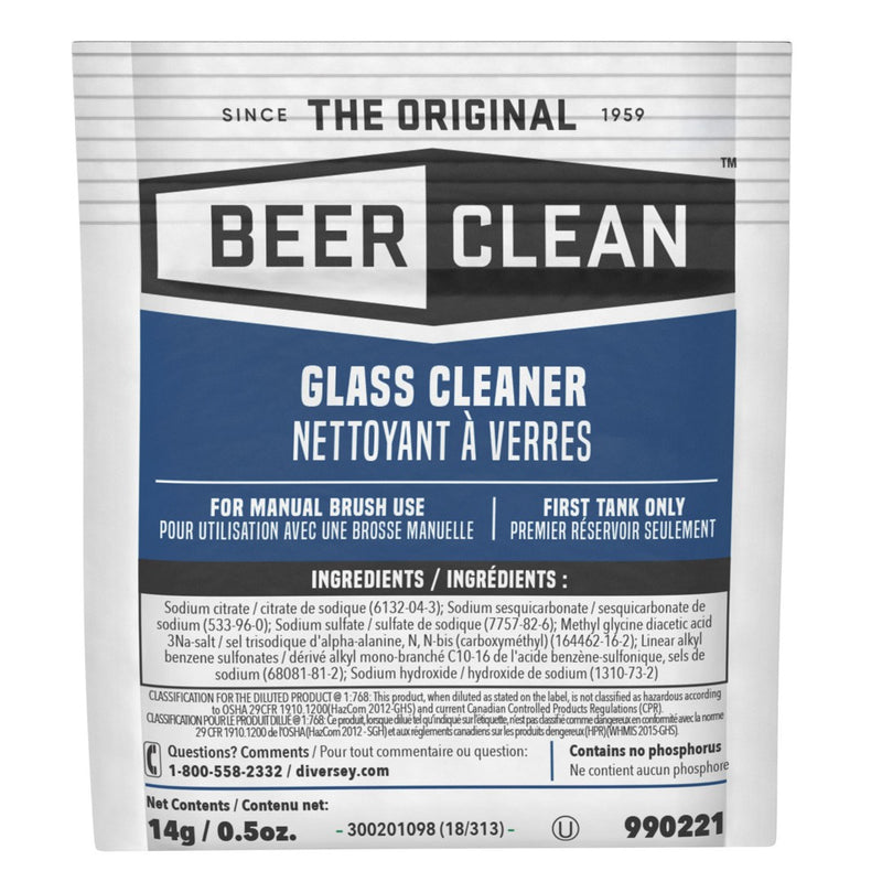 BEER CLEAN GLASS POWDER PKT 100/.5 oz