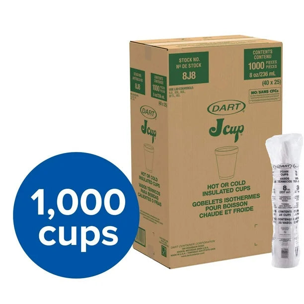 DART 8 OZ WHITE FOAM CUP 1000/CS