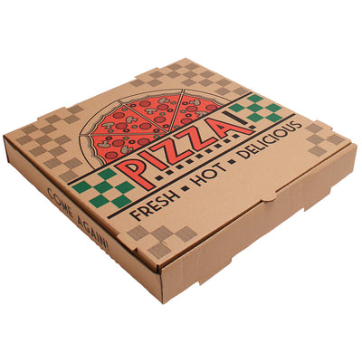 14" BROWN PIZZA BOX WITH DESIGN 50/CS