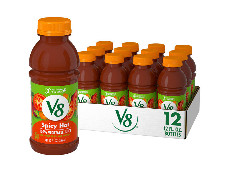 V-8 JUICE SPICY BOTTLE 12/12 OZ